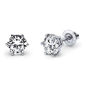 14k 6 Prong Round Solitaire Diamond Stud Earrings 1.50ctw