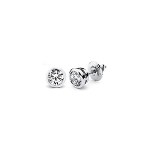 14K Bezel Set Round Solitaire Diamond Stud Earrings 0.15ctw