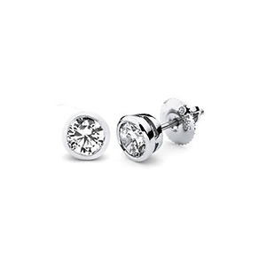 14K Bezel Set Round Solitaire Diamond Stud Earrings 0.50ctw