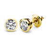 14K Bezel Set Round Solitaire Diamond Stud Earrings 2.00ctw