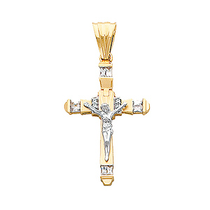 Two Tone CZ Crucifix