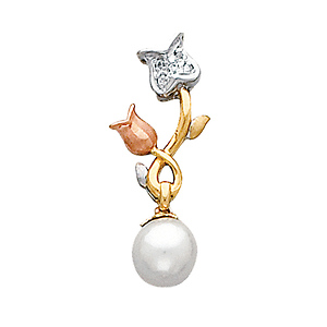 Flower Pearl CZ Pendant