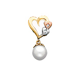 Tri Color Heart and Pearl Charm