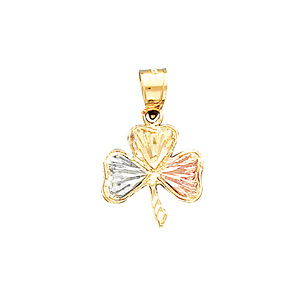 14K Tri-Color Gold Clover Charm