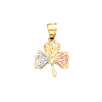 14K Tri-Color Gold Clover Charm