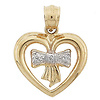 Heart Ribbon White Pave Gold Charm