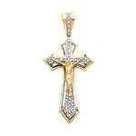 Two Tone CZ Pave Crucifix Pendant