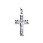 14K White Gold Edged Diamond Cross (0.14 ctw)