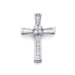 14K White gold Baguette Diamond Cross (0.46 ctw)