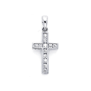 14K Mini Channel Set Diamond Cross (0.16 ctw)