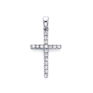 18K White Gold Diamond Cross Pendant (0.12 ctw)