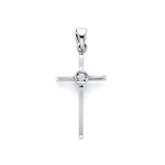 14K White Gold Solitaire Diamond Cross (0.04 ctw)