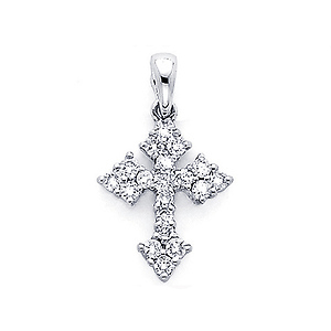 14K Arrow Diamond Edge Cross (0.28 ctw)