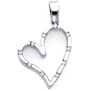 14K White Gold 0.13ctw Diamond Floating Heart Pendant