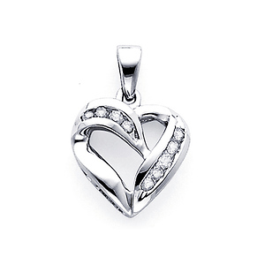 14K White Gold 0.15ctw Diamond Heart Pendant
