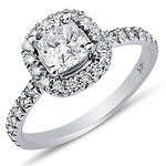 14K White Gold Halo Princess-Cut Diamond Engagement Ring 1.4ctw