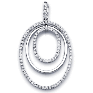 18K White Gold Oval Diamond Pendant (0.91 ctw)