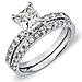 14K Pave Princess Cut Diamond Engagement Ring Set thumb 0