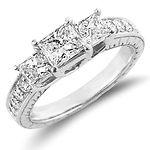 14K White Gold Princess Cut Engagement Ring