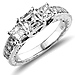 14K White Gold Asscher Cut Three Stone Diamond Engagement Ring 1.60ctw thumb 0