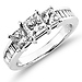 Contemporary 14K 3 Stone Princess Cut Diamond Engagement Ring thumb 0