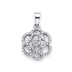 14K Fancy Diamond Flower Pendant (0.30 ctw)