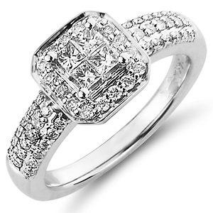 14K White Gold Invisible Set Diamond Engagement Ring