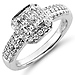 14K White Gold Invisible Set Diamond Engagement Ring thumb 0