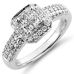 14K White Gold Invisible Set Diamond Engagement Ring