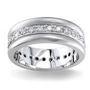 Diamond Wedding Band 14K White Gold 0.56 TCW