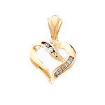 14K Yellow Gold Round and Baguette CZ Charm