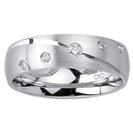 Brush Finish Designer Diamond Wedding Band