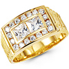 Double Princess Center CZ Men's Ring