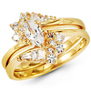 Marquise Center 14k Yellow Gold CZ Wedding Ring Set