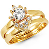 14K Yellow Gold White CZ Wedding Ring Set