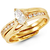 14K Yellow Gold Bypass Marquise-Cut CZ Wedding Ring Set