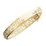 Greek Key Cut Out Gold Bangle
