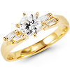 14K Yellow Gold Round CZ Ring