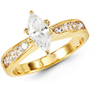 14K Yellow Gold Marquise White CZ Ring