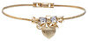 Heart and Bow CZ Gold Bangle Bracelet