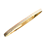 14K Tri-Color Gold Bangle Bracelet with Leaf Carvings