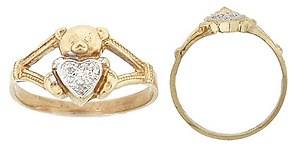 Teddy Bear CZ Heart Ring