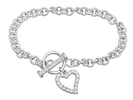 Silver Heart CZ Tag Bracelet
