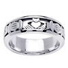 14K White Gold Celtic Claddagh Wedding Band