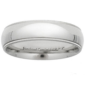 6mm Milgrain Comfort Fit Platinum Benchmark Wedding Band