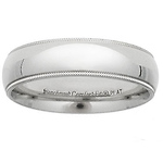 6mm Milgrain Comfort Fit Platinum Benchmark Wedding Band