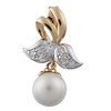 14K CZ Diamond Pearl Pendant