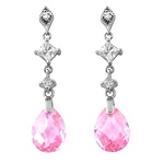 Silver CZ Rose Zircon Dangle Earrings