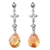 Silver CZ Amber Dangle Earrings