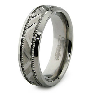 Carved 6.5mm Titanium Wedding Band